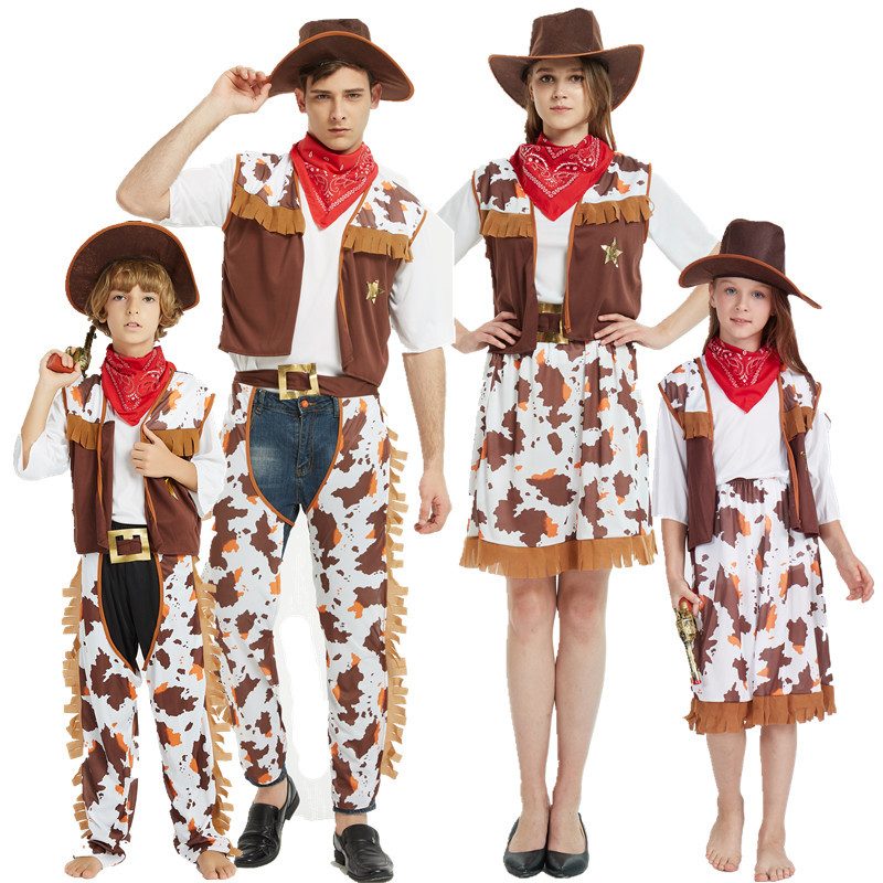Halloween Costume Boys and Girls Western Cowboy Adult Children Parent-Child Performance Annual Party Costume COS Set