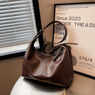 Foreign Trade Soft Leather Shoulder Crossbody Bag for Women 2024 New Fashion Retro Dumpling Bag Large Capacity Tote Bag Wholesale