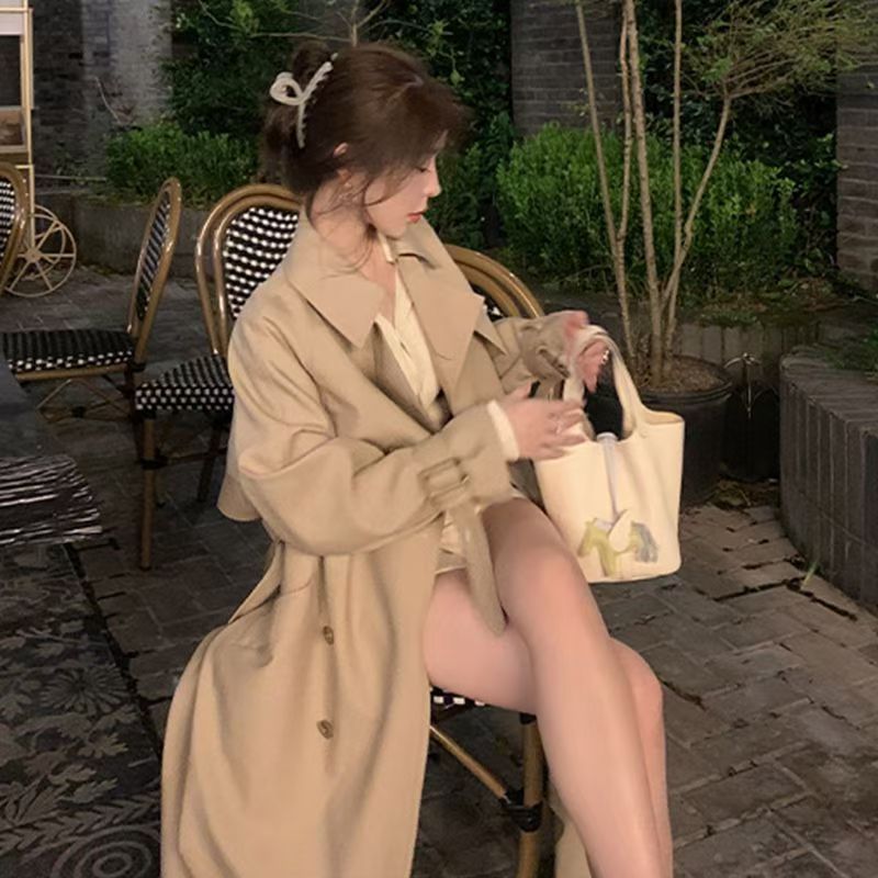 感韩系中长款风衣外套女2025春秋新款小个子显高显瘦气质大衣|undefined