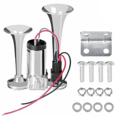 Cross-border hot sale one-piece electric pump Horn car horn 12v double tube air horn truck air pump air horn (Car horn/tweeter) - 24v