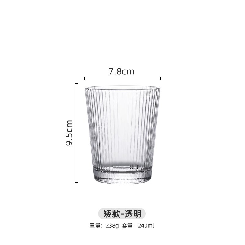 耐高温日本式ガラスストライプカップ耐熱ins風カップビールジュースカップ家庭用コーヒーカップ