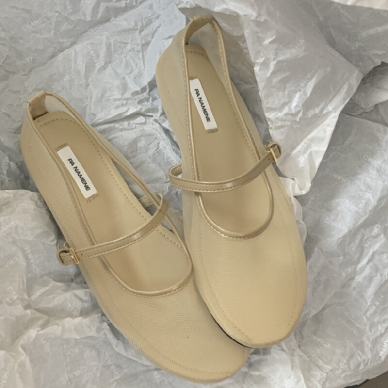 European Station 20256 Spring/Summer New European Style Flat Round-Toe Fashion Mesh Breathable Shallow Single Shoes Grandma Shoes for Women