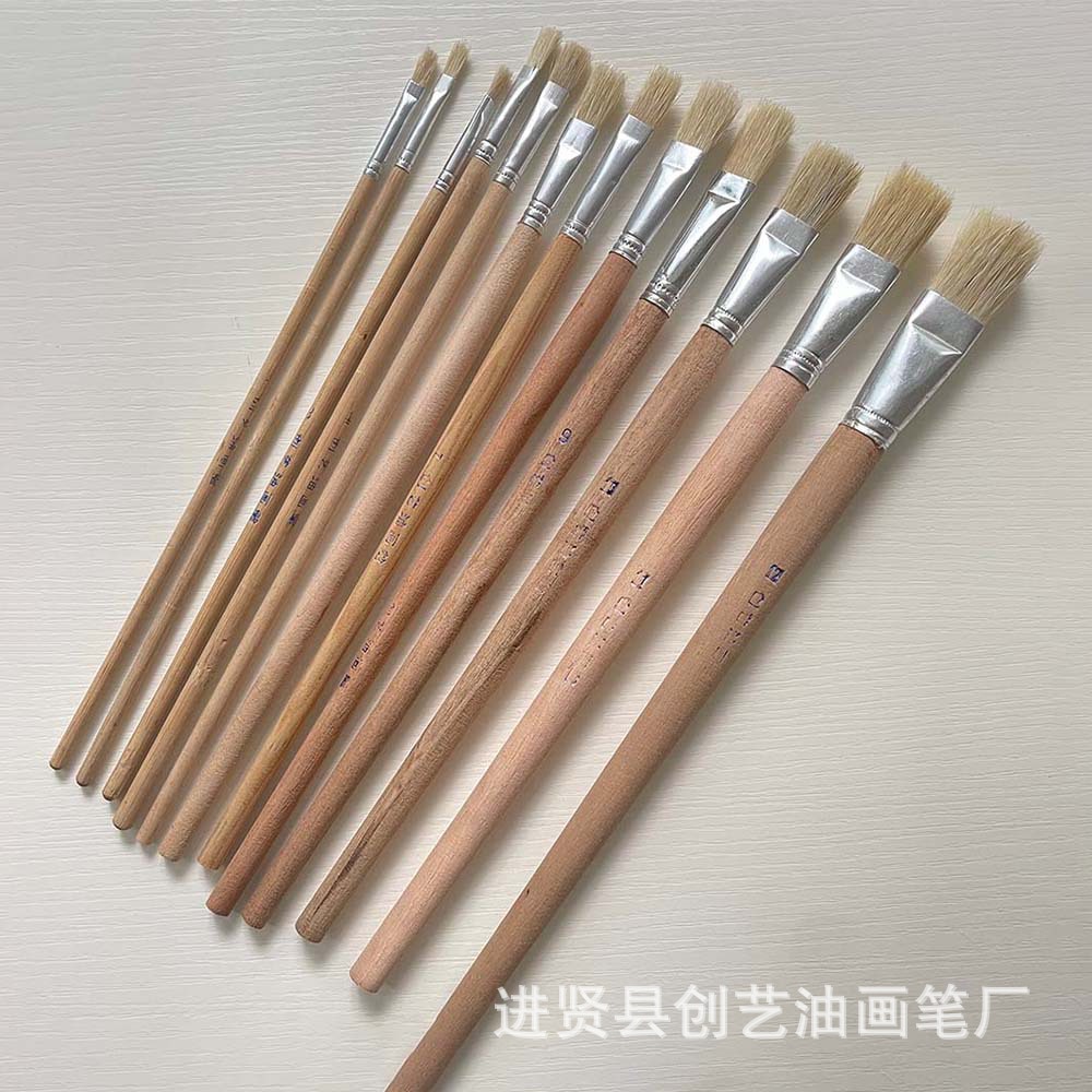 源头厂家加厚猪鬃毛油画笔刷子鞋胶刷工具猪鬃扫灰不易掉毛原木把