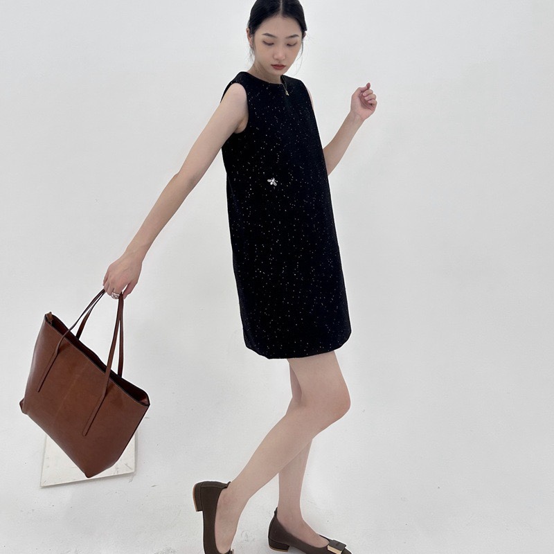 2025 Summer French Style High-Definition Tweed Knitted Sleeveless Vest Dress Women's Spring Plus Size Vest Dress