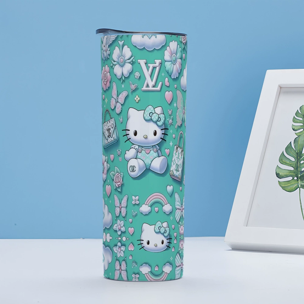 [跨境20oz不锈钢直身 hello kitty 直杯 tumbler 3d打印汽车杯]