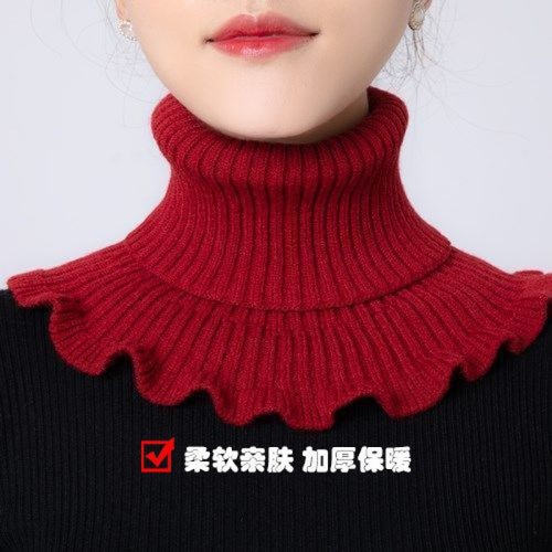 Neck warmer for women, hooded, warm for autumn and winter, protects the neck, versatile, decorative faux collar, knitted turtleneck sweater collar