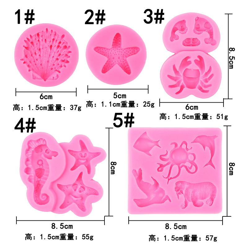 Dolphin Sea Lion Clownfish cake decoración océano mousse molde chocolate silicona océano pulpo epoxi molde