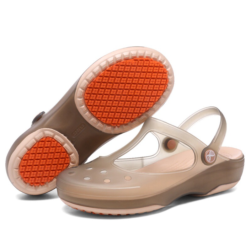 Hole Shoes Women's Summer Non-slip Soft Sole High-end Pregnant Women's Outer Wear Thick Sole Baotou Jelly Sandals Seaside Beach Slippers