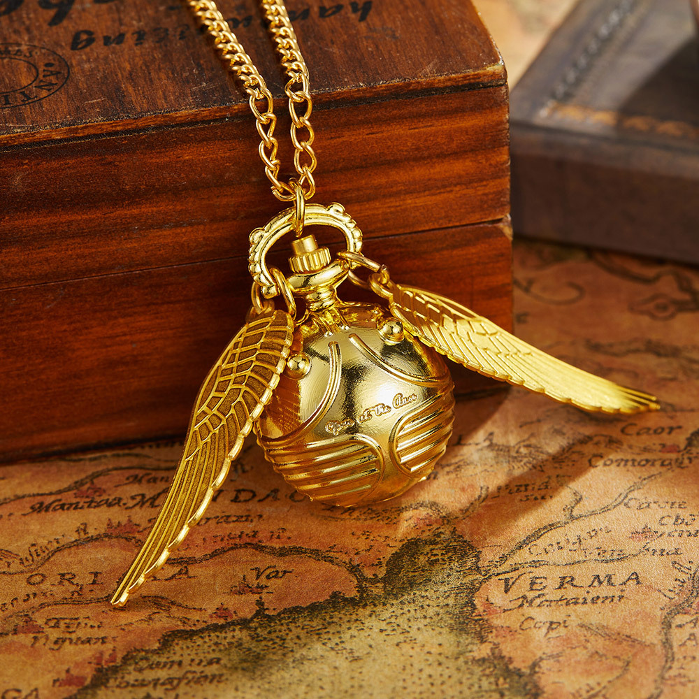 Cross-Border Harry Pocket Watch Potter Snitch Ball Big Wings Retro Quartz Small Pocket Watch Manufacturer Wholesale Direct Sales