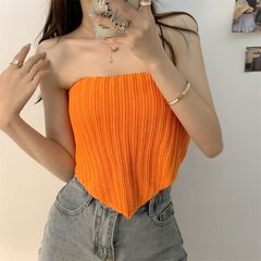 Irregular Square Scarf Camisole Summer New Arrive Women's Vest for Petite Frames—Perfect as Both Inner and Outer Wear, Solid-Color Basic Tube Top
