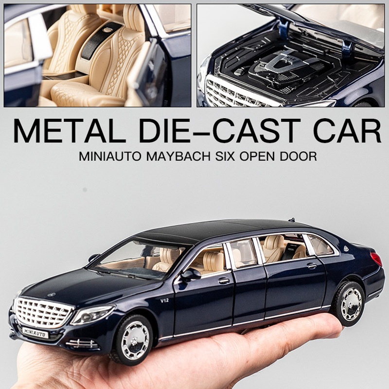 Jianyuan aleación modelo de coche 1:32 Maybach S650 versión extendida tire con sonido y luz 6 puerta coche modelo adornos