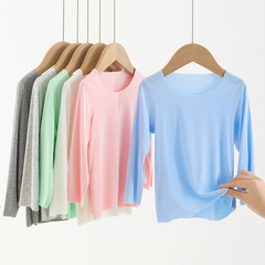 兒童莫代爾打底衫A類幼兒無骨女寶寶睡衣長袖空調服嬰兒夏季衣服