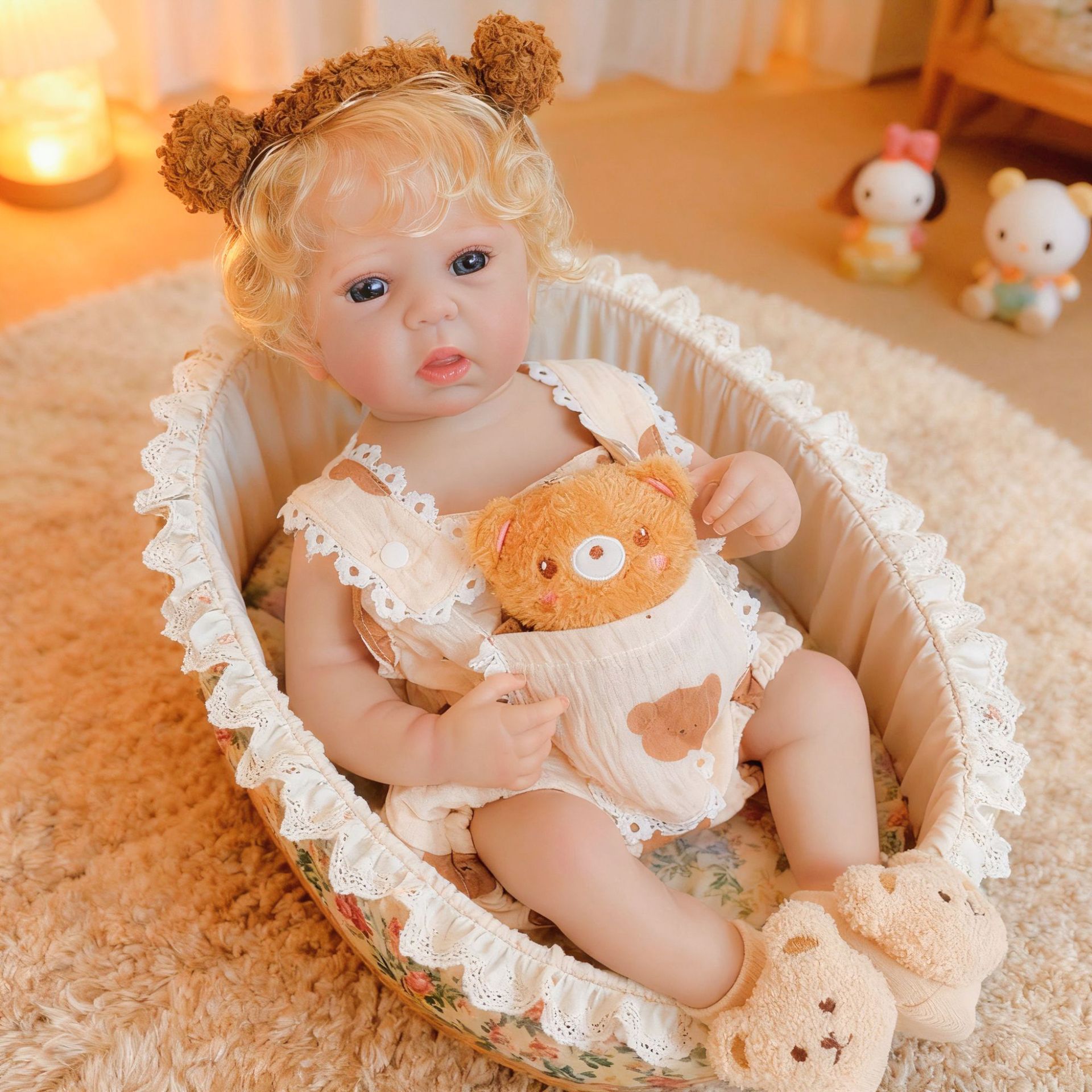 19 pulgadas Bear Harness Harness Ward simulación de muñeca renacida para acompañar a los niños regalos de cumpleaños de vacaciones