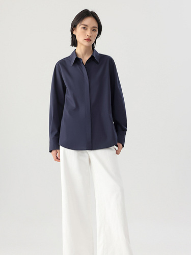 Spring and summer new style cool breathable white shirt B imported fabric Classic solid color easy-to-care colorful shirt for women