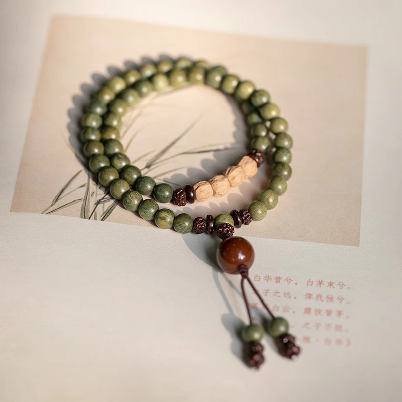 【6mm】 Green Sandald Baixiang Seed Double Circle