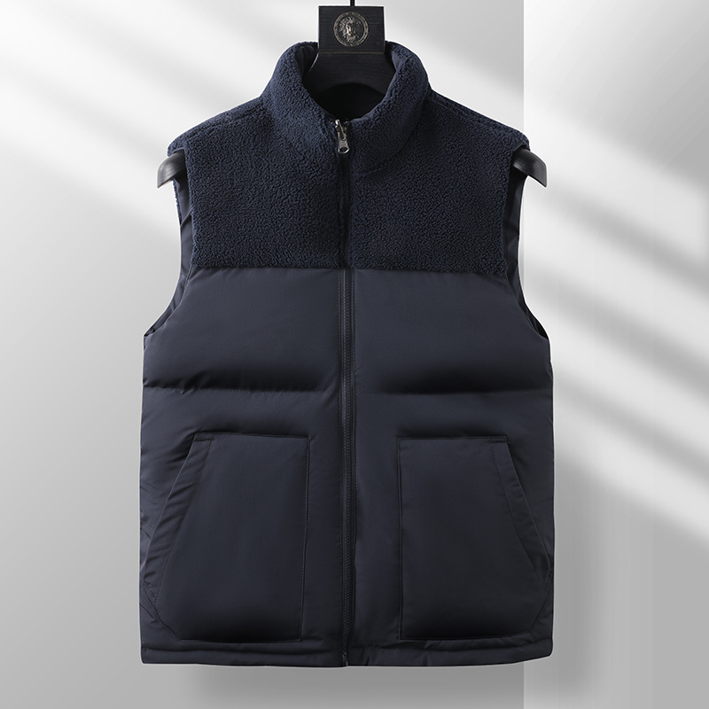 Gilet matelassé réversible pour homme, veste d'hiver légère sans manches, gilet chaud rembourré en polyester, vêtements d'extérieur décontractés et tendance._voghion.com
