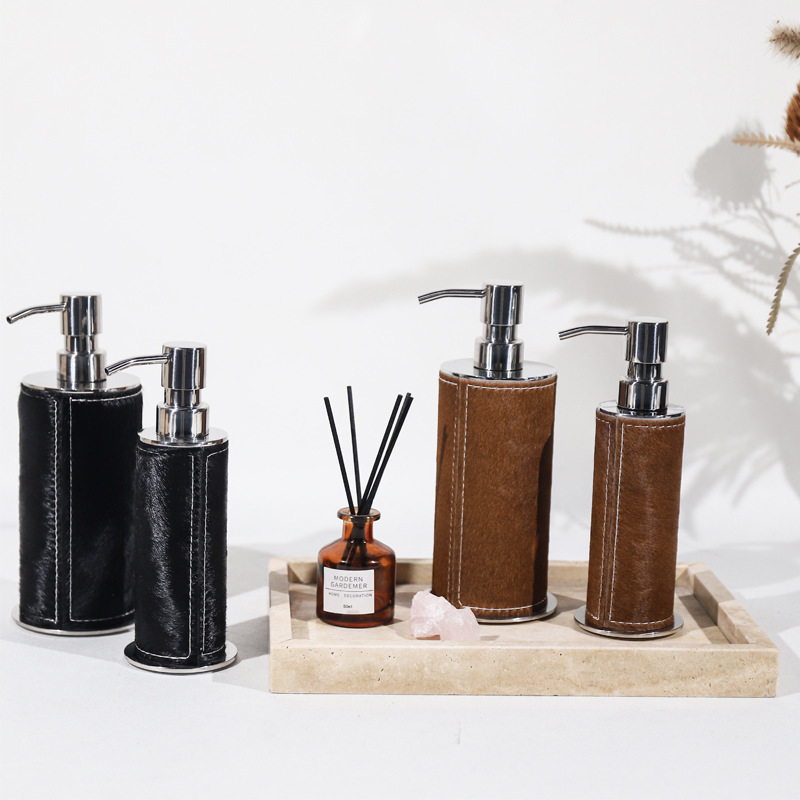 Cross-border direct supply stainless steel horse hair soap dispenser Hotel Villa shower gel hand sanitizer press bathroom kit