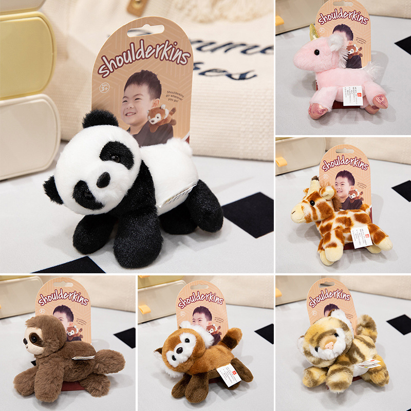 Panda Raccoon Station Shoulder Doll Zoo Souvenir Shoulder-prone Magnetic Iron Plush Toy Doll Doll