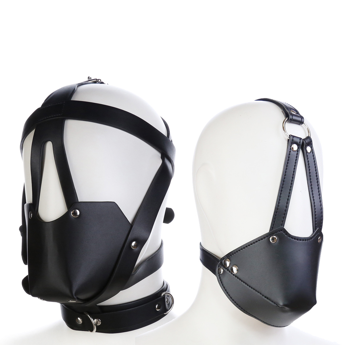 Productos sexuales para parejas adultas, accesorios divertidos para la cabeza, máscara de cabeza con arnés negro, juguetes alternativos, mordaza bucal SM para parejas.