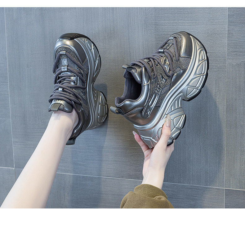 Giày sneaker nữ đế dày chunky tăng chiều cao 9 cm phong cách hot girl — Bạc M2696, M 2696m Màu sắc, M2696 đỏ chi tiết 12