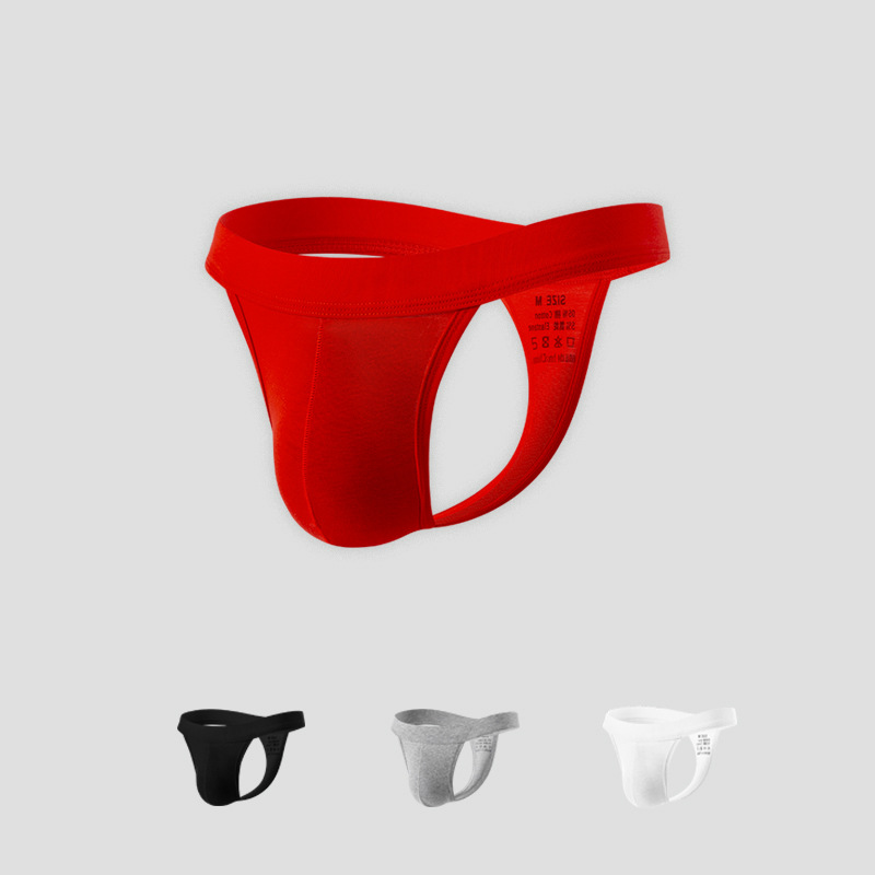 Low-Waist Thong Men's Underwear Pure Cotton European and American Sexy Underwear Men's Sexy Men's Thong Single T-Pants Men