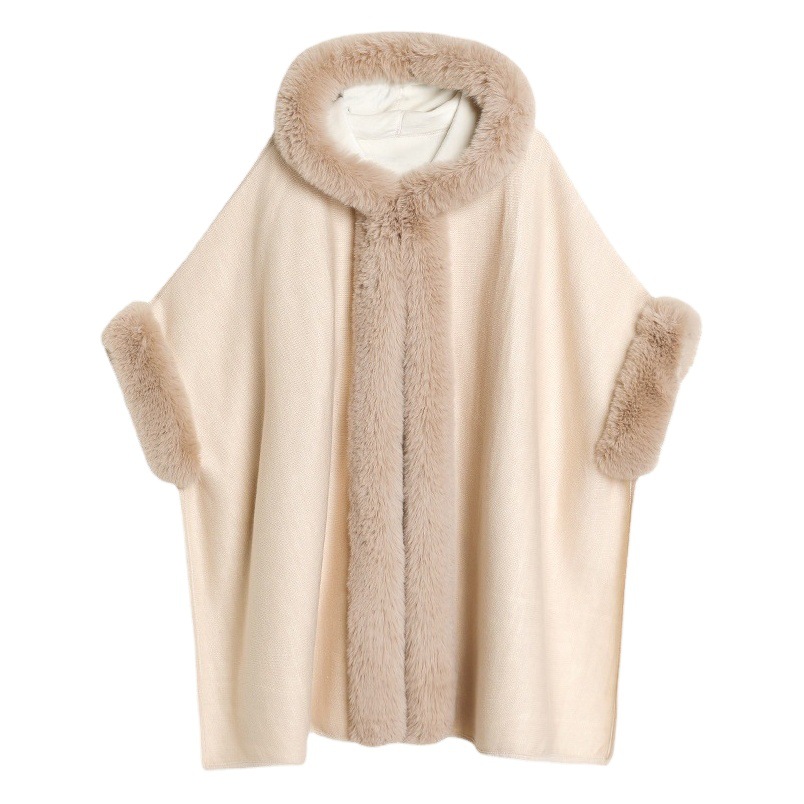 Chal sin mangas de piel sintética estilo europeo y americano, beige, sin cinturón, no desmontable, largo medio, elegante para ir al trabajo, 2024