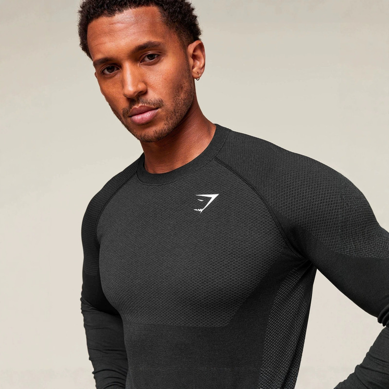 Gymshark New Men's Printed T-Shirt Long-Sleeved Tight-Fitting Fitness Running Fitness Training Clothing Factory Source Gymshark New Men's Printed T-Shirt Long-Sleeved Tight-Fitting Fitness Running Fitness Training Clothing Factory Source