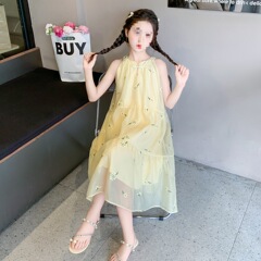 クロスボーダー女の子ドレス 5 新しい中国風女の子夏サスペンダースカート子供の夏の花プリンセスドレス