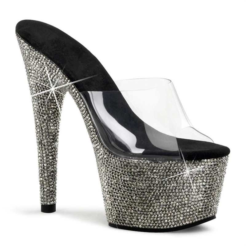 2024 nuevo verano super tacones de cristal tacones zapatillas transparentes zapatillas de tacones altos