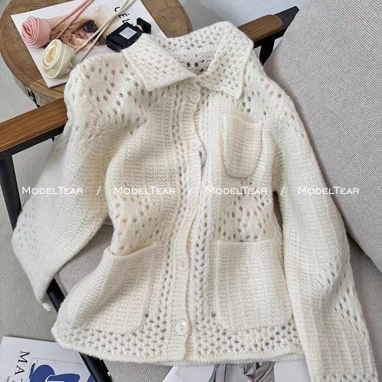 Chanel-Style Thick Knit Hollow-Out Sweater Coat for Women, 2025 Spring and Autumn New Style, Outerwear with a Lazy Style Design, Long-Sleeve Top Chanel-Style Thick Knit Hollow-Out Sweater Coat for Women, 2025 Spring and Autumn New Style, Outerwear with a Lazy Style Design, Long-Sleeve Top