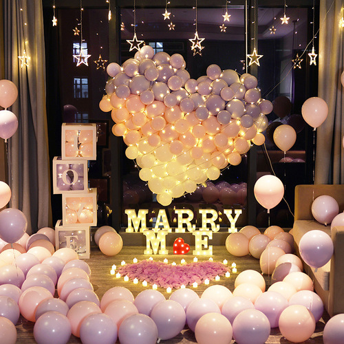 求婚道具浪漫惊喜场景布置套餐气球字母灯告表白室内装饰