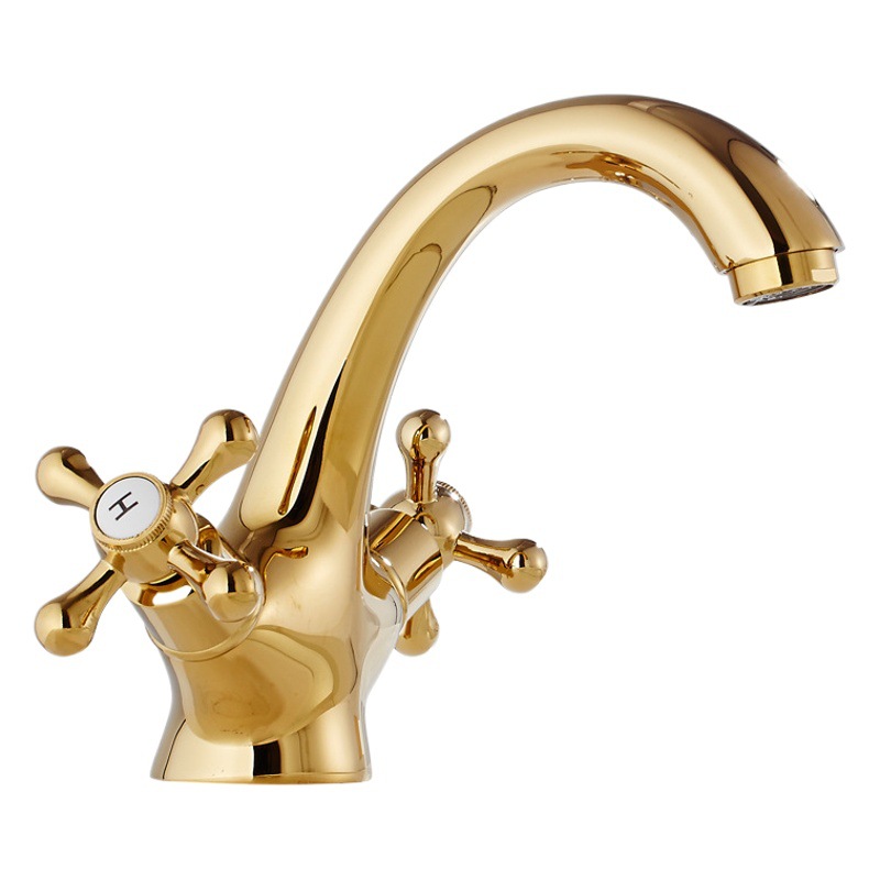 De estilo europeo cobre grifo de oro antiguo grifo de la cuenca del grifo baño Lavado de Manos cuenca fría retro hogar