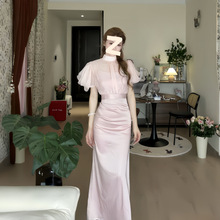 粉色吊带连衣裙女夏季绝美裙子网纱罩衫吊带裙套装长裙一件包邮