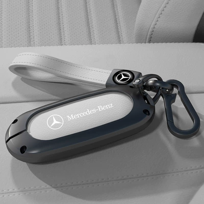 2025 Mercedes-Benz Glc300L Key: Car key bag - c-style-gun-color-nebula-gray-key-cover-original-color-leather-cord