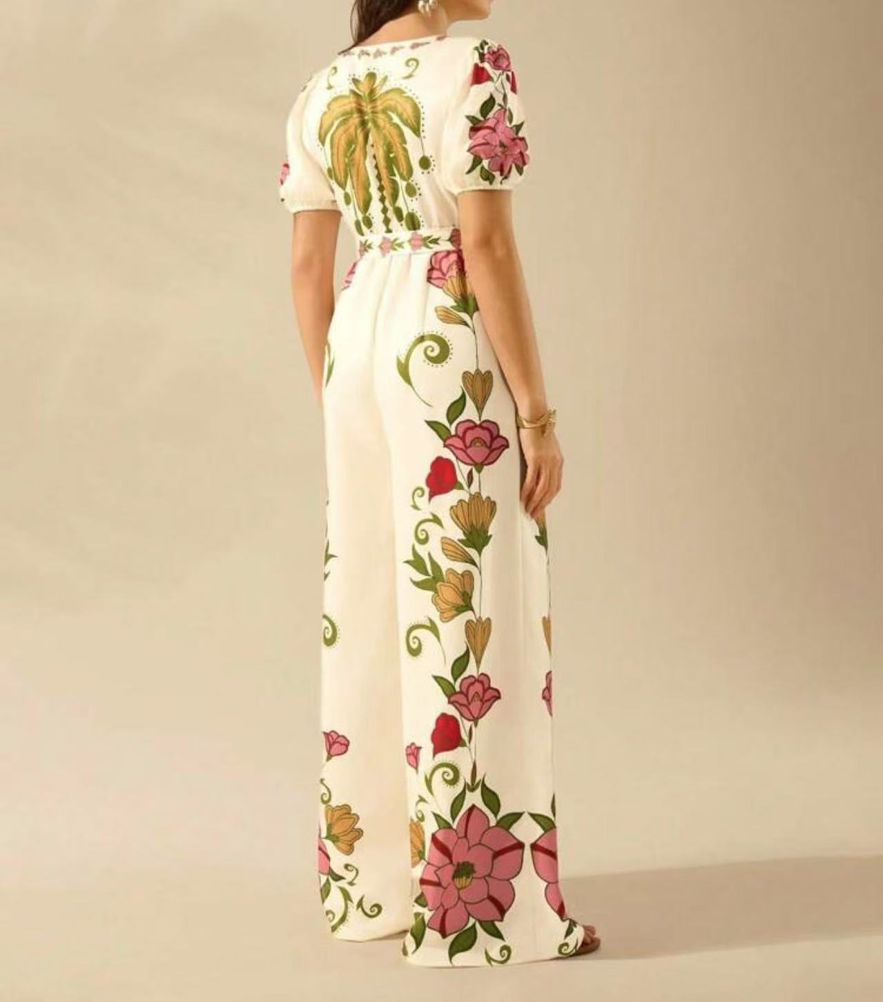 Jumpsuit feminino de perna larga com decote em v profundo_voghion.com