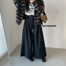 SUE十三行冬季新款韩系简约加厚百搭高腰阔腿九分休闲裤女66967