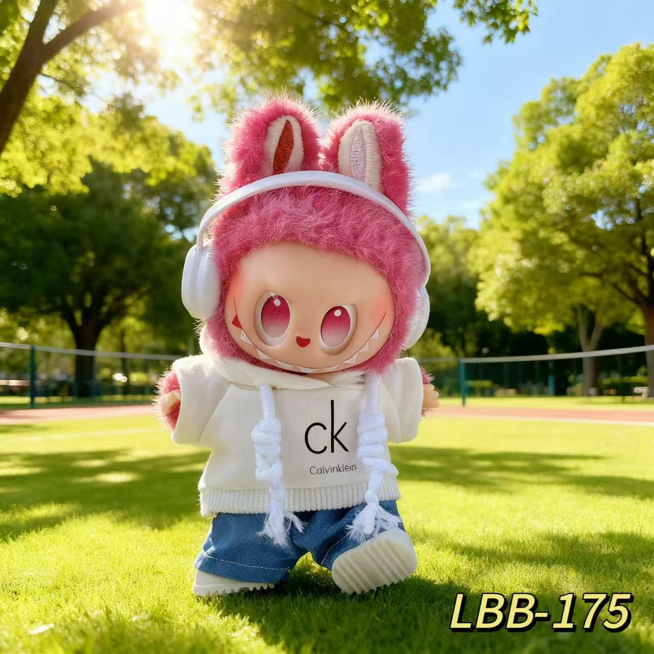 Suéter de invierno serie de ropa de tela de labu set una segunda y tercera generación de ropa de bebé Labubu 17cm de peluche universal