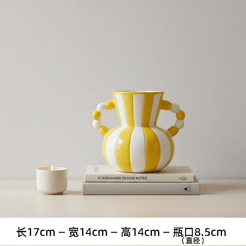 Vaso de rayas de dos orejas - amarillo