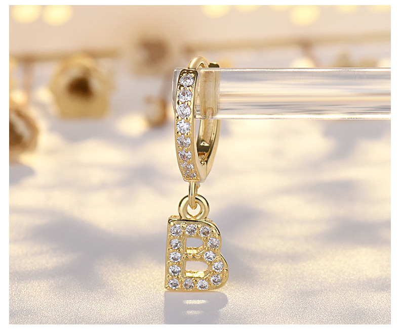4g Weight 14K Gold Plated Plating Material Fashion Letter Copper Plating Zircon Drop Earrings 1 Piece