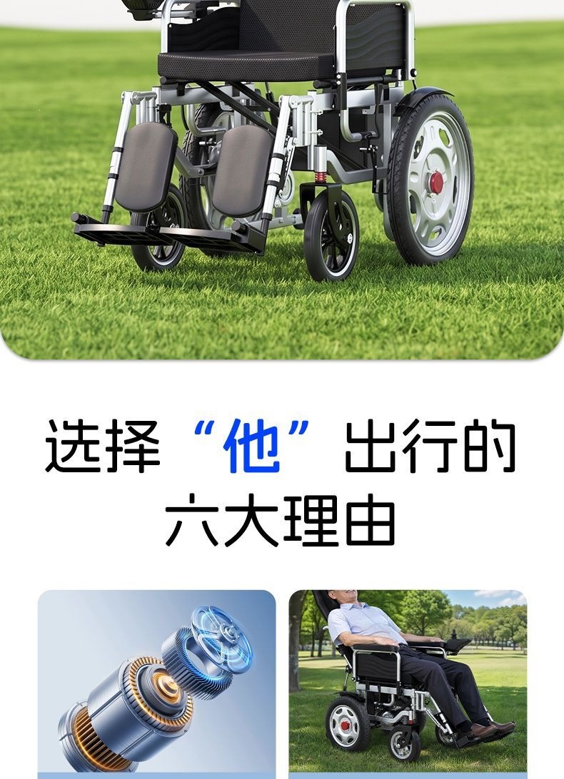 Senli Fully Automatic Intelligent Electric Wheelchair for Elderly and Disabled People, Foldable Lightweight Four-Wheel Mobility Scooter