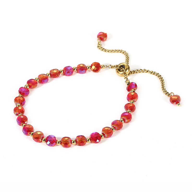 Sweet Solid Color Stainless Steel Artificial Crystal Beaded Bracelets display picture 4