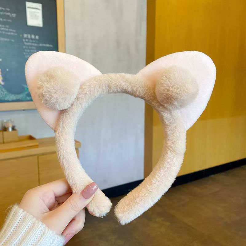 Linda diadema de oso de amor tridimensional, diadema de felpa de dibujos animados de celebridades de Internet, diadema de lavado de cara, accesorios para el cabello de todo fósforo de celebridades de Internet al por mayor