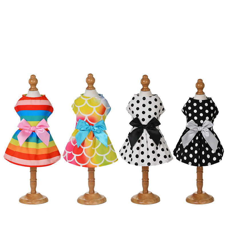 2021 New Dog Clothes Bright Color Skirt Pretty Lady Dress Pet Clothes Bowknot Princess Dress Dog Apparel
