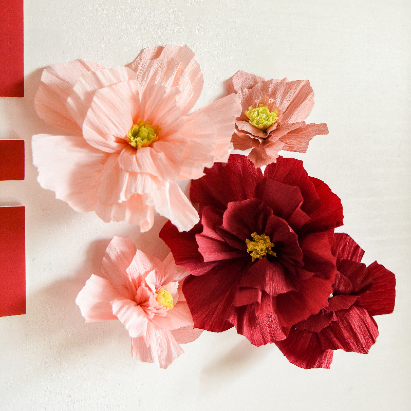 Engagement wedding room pleated flower decoration new house decoration wedding wedding party background wall three-dimensional paper flower arrangement supplies