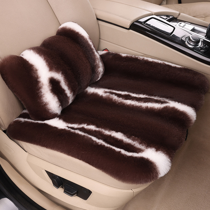 卸売車の座布団冬の短い毛の保温のぬいぐるみの縦の紋様のネットの赤い3セットの冬の車の座布団|undefined