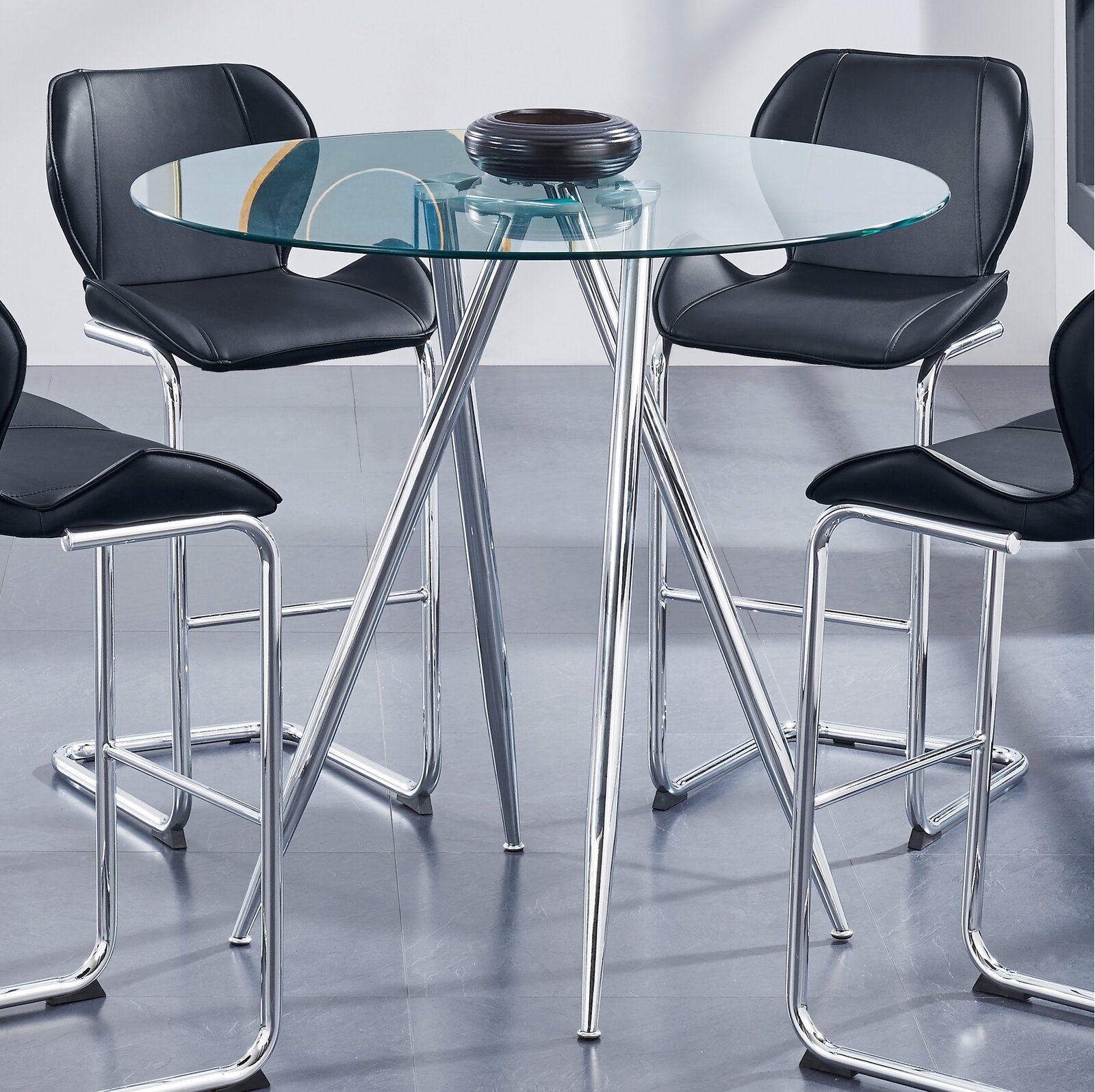 Mesa de comedor de comercio exterior de mesa de comedor de mesa de vidrio templado simple moderno mesa de comedor mesa y silla mesa redonda transparente image 4