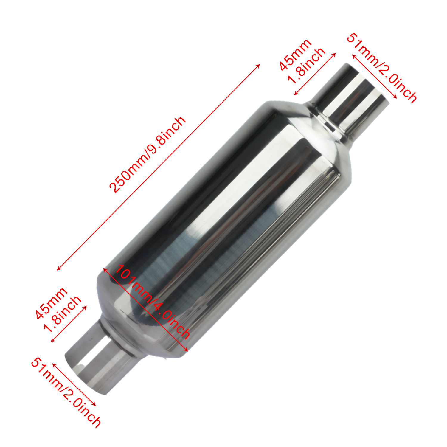 Silencer Direct Exhaust Bright Silver Decorative Silencer Universal Car Stainless Steel Exhaust Pipe Modification Parts Cross-Border