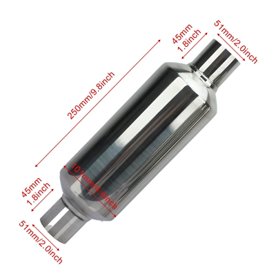 Silencer Direct Exhaust Bright Silver Decorative Silencer Universal Car Stainless Steel Exhaust Pipe Modification Parts Cross-Border (Exhaust pipe) - silver-51x101x51mm