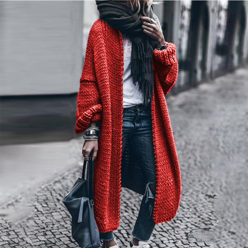 Primavera y otoño de manga larga de punto cardigan casual suéter suelto abrigo