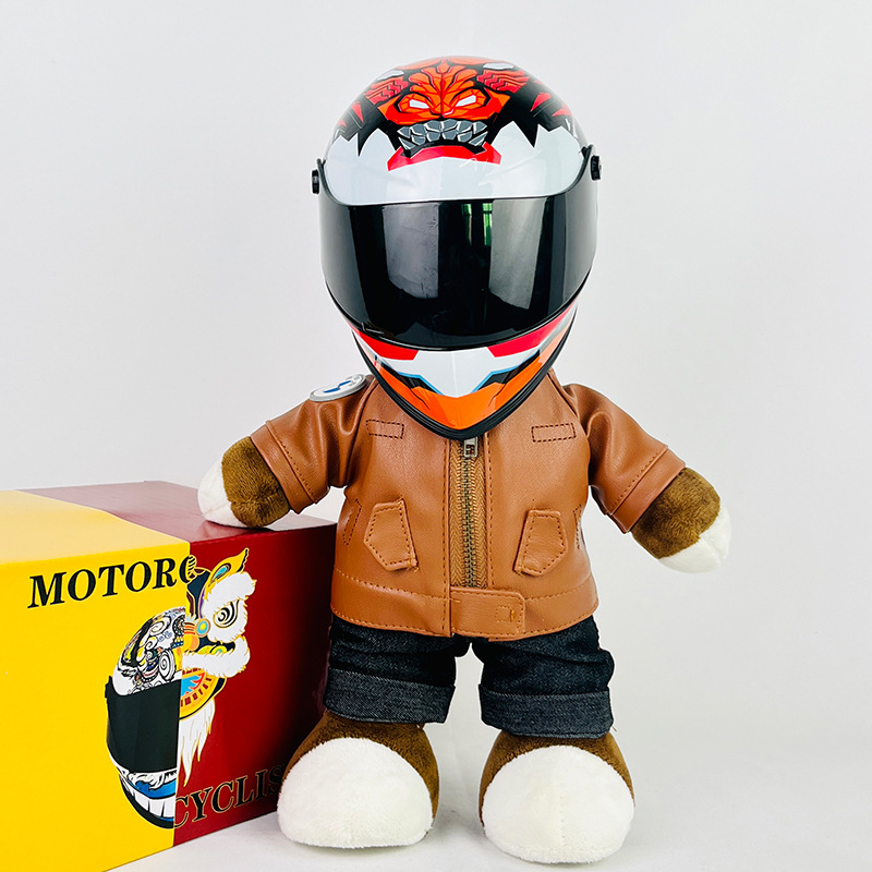 Coche eléctrico colgante oso muñeca casco cuero juguete coche tronco montar decoración 4S reparación tienda locomotora muñeca